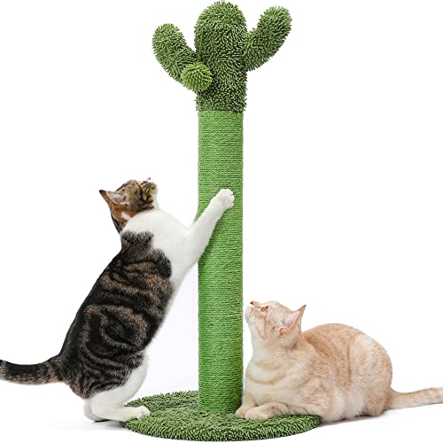 Made4Pets Tall Cactus Cat Scratching Post for Large Indoor Cats (Large - 33.9")