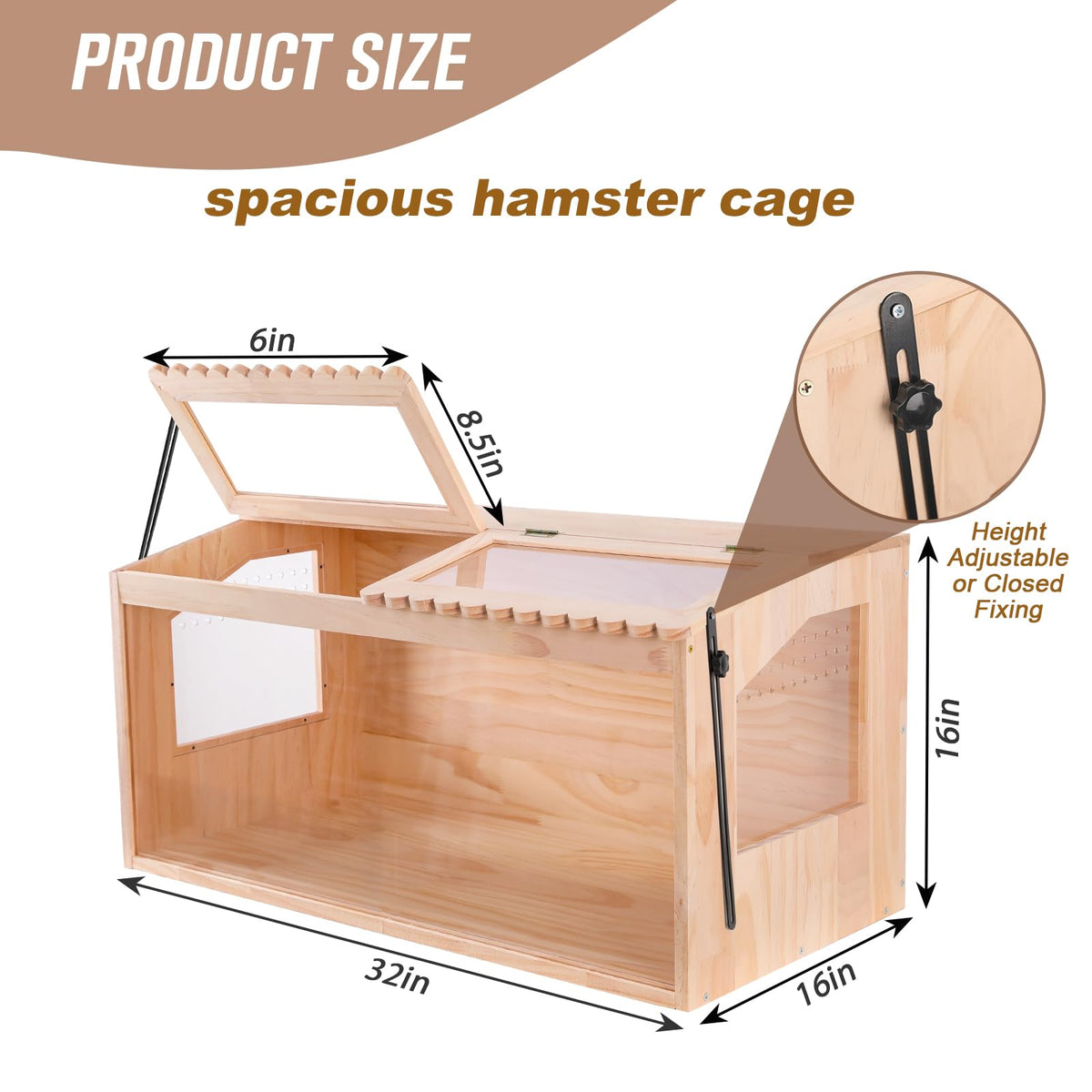 Wooden Hamster Cage (32.0"L x 16.0"W x 15.0"H)
