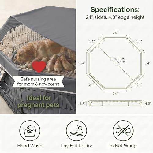 Octagonal Playpen Top Cover for 24" Side Metal Pet Pen (Gray / No Pen: 00-Inch High)