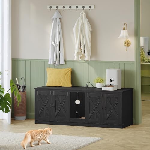 Cat Litter Box Enclosure for 2 Cats (Black)