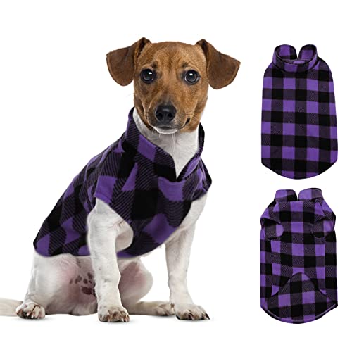 Dog Sweater Plaid Fleece Vest Puppy Shirt for Small Medium Dogs (XX-Small / Plaid-Purple)