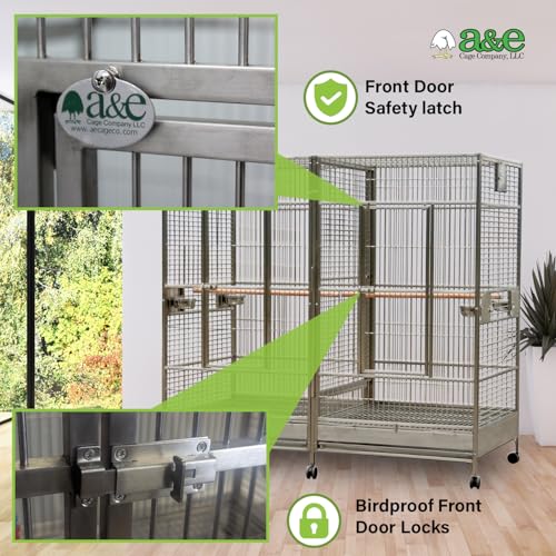 A&E Cage Co 8040FL Stainless Steel Double Macaw Cage (Stainless Steel)
