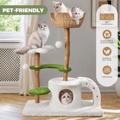 Modern Cat Tree (White&Green / 45.6'')