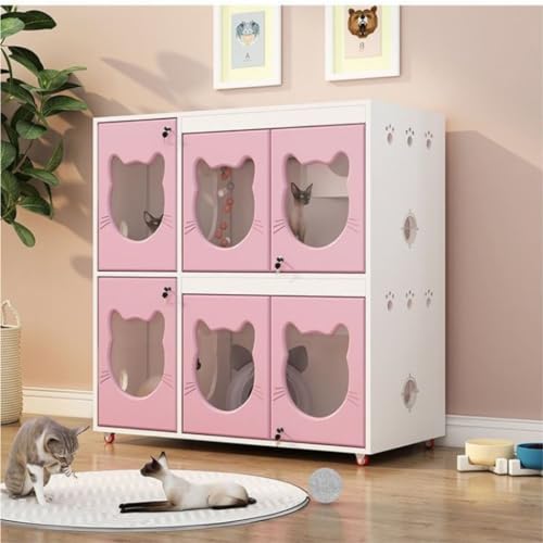Cat House Solid Wood Cat Cage Luxury Villa Home Indoor Oversized Cattery Constant Temperature Cat Delivery Room Cage Cat Bed (120*60*118.4 / White)