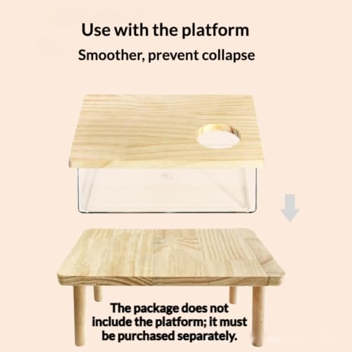 Clear Acrylic Hamster Sand Bath Box with Wood Lid Pet Sandbox (D Small)