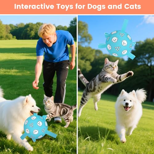 8 Inch Dog Soccer Ball with Straps (Pale Blue / Large-8 Inch)