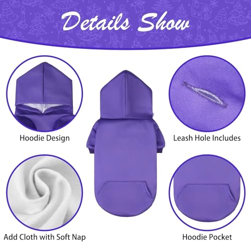 Dog Hoodie for Large Medium Small Dogs (Purple / Large)