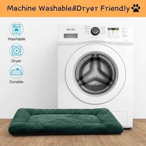 Dog Crate Pad Washable Dog Bed for Crate Large Cozy Mat 48 (48.0"L x 30.0"W x 1.0"Th / Green)