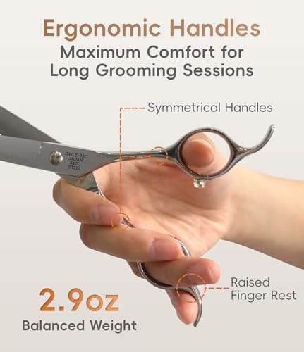40° Extra Curved 7.5‘’ Super Curved Dog Grooming Scissors with Jewelled Screw 440C Stainless Steel Pet Grooming Bending Scissors with Symmetrical Handle for Groomer and Home User (Curved 40° / 7.5")