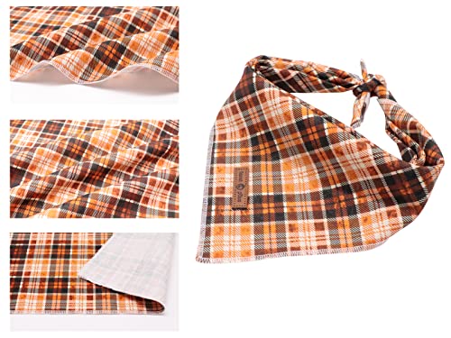 Lionet Plaid Dog Bandana 1PC (Orange&Black Grid / Small (Pack of 1))