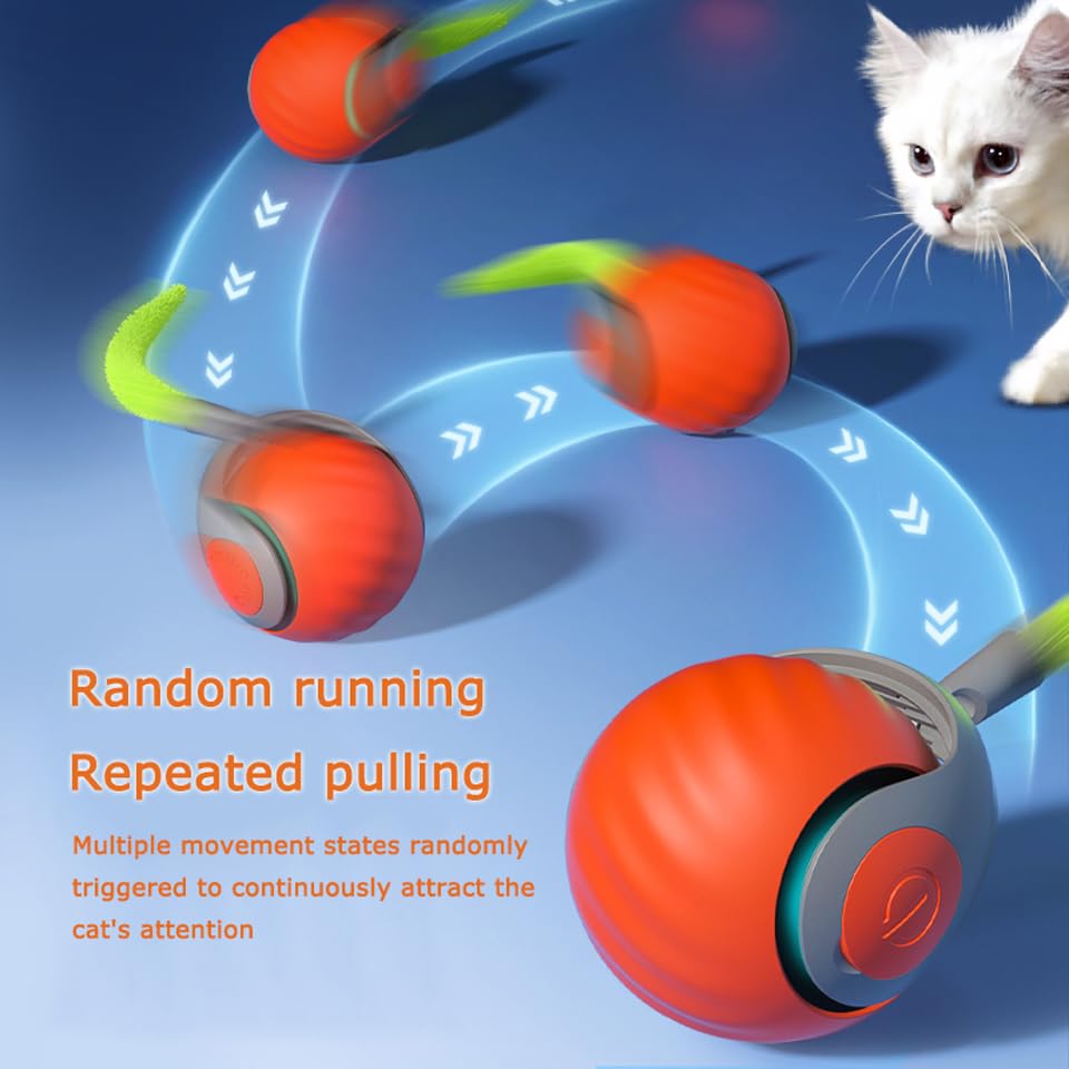 2Packs Speedy 2.0 Tail Cat Toys for Bored Indoor Adult Cats (Orange+Blue)