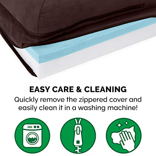 Cooling Gel Dog Bed for Large Dogs w (Jumbo Plus / (Two-Tone Faux Fur & Suede) Espresso)