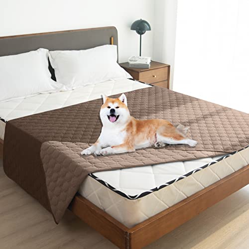 Waterproof Pet Blanket for Bed (52x82 Inch (Pack of 1) / Dark Chocolate/Light Chocolate)