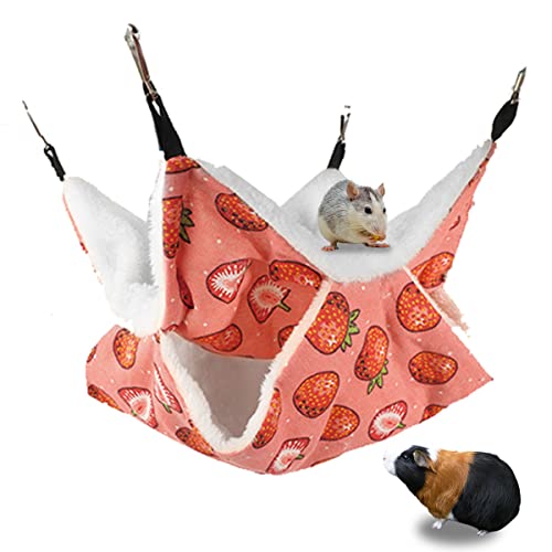 Guinea Pig Rat Ferret Hammock and Warm Bed Small Pet Hideout Tunnel Cave Hanging Bunkbed Hammock Cage Toy for Hamster Sugar Glider Squirrel (3.Hammock)