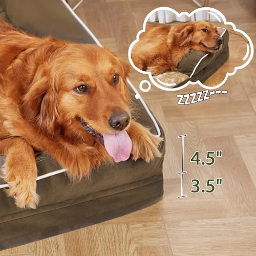 Orthopedic Washable Dog Bed for Extra Large Dogs (Brown / 53.0"L x 42.0"W x 8.0"Th)