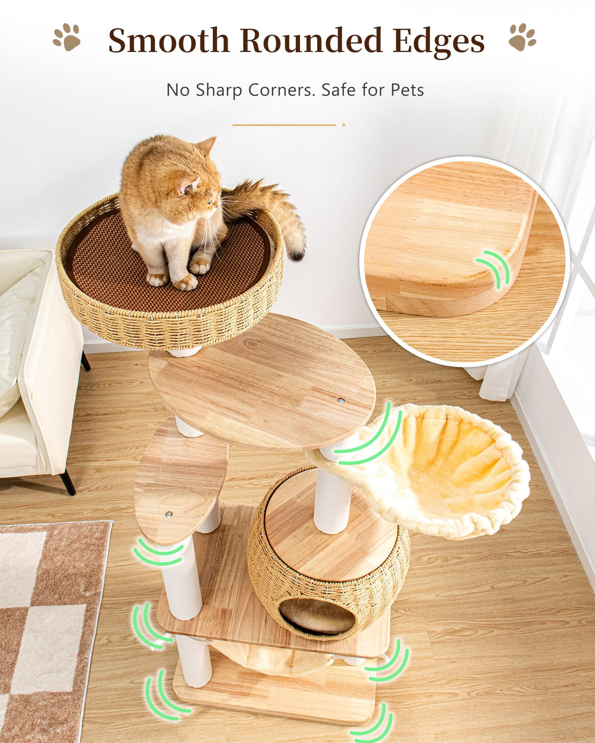 Wood Cat Tree for Large Cat (Nature DC888)