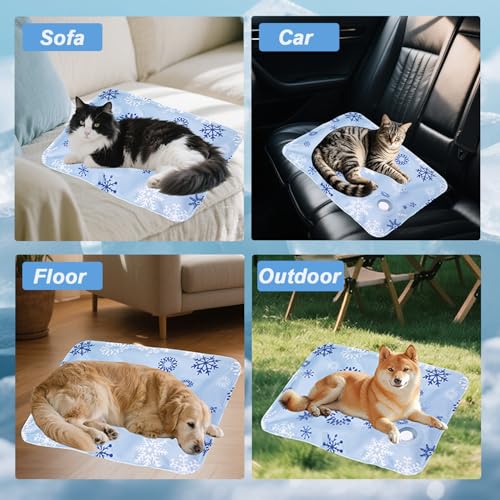 Cooling Dog Bed (Blue snowflakes / 20''*16'' Small)