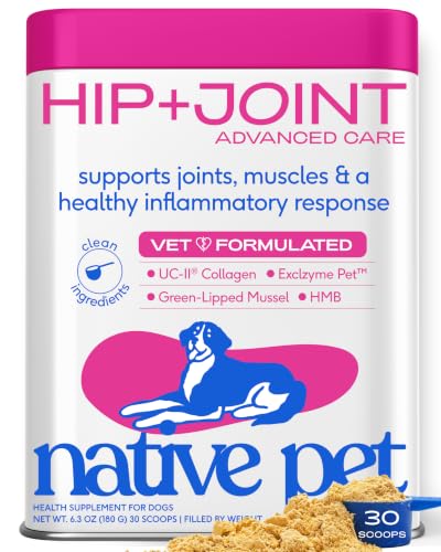 Hip & Joint Advanced Care Dog Joint Supplement Powder for Mobility & Movement Support (30 Count)