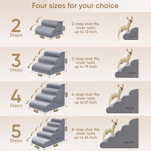 2 Step Pet Stairs for High Beds & Sofas (LightGrey / 2-step 11.8"H)