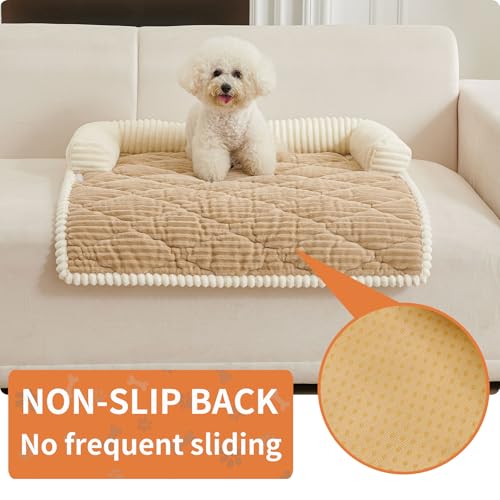 Dog Couch Bed for Large Dogs (Khaki / Large(39.37"L X 33.46"W X 6.3"Th))