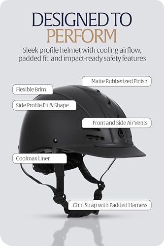 Gardian Horse Riding Helmet Equestrian Women and Adults (Black / Small-Medium)