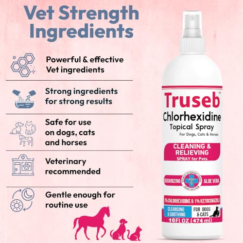 Truseb Medicated Topical Ketoconazole and Chlorhexidine Spray for Dogs
