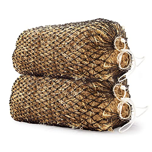 Bloomoak Slow Hay Net Feeder for Horses (2 String-1.6" Hole-Ultra Slow Feed/2PC)