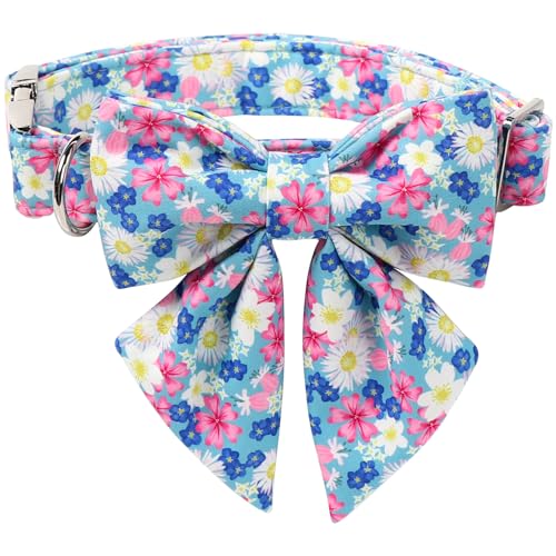 Floral Dog Collar with Sailor Bow (Blossom in Dreams(Sailor Bow) / X-Small (Pack of 1))