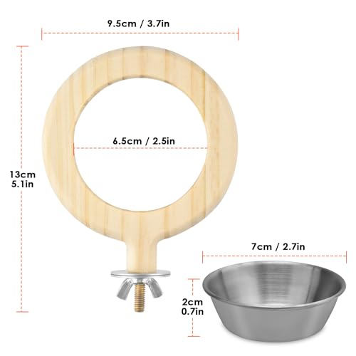 Conure Perch Bird Wood Perch Stand Toy Parrot Cage Toy Bird Food Cup for Parakeet Lovebird Finch Conure Budgie Small Birds
