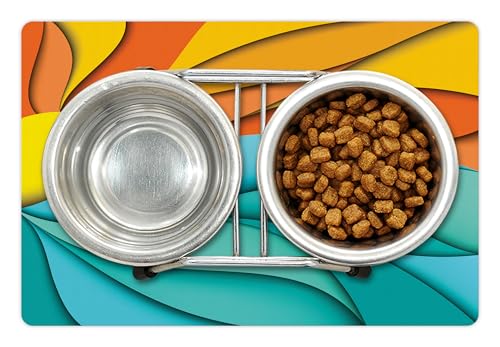 Sun Pet Mat for Food and Water (Turquoise Orange)