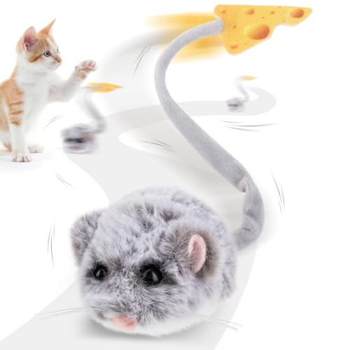 Interactive MigiMouse Cat Toy 360° Rolling & Spin with Wiggling Tail for Indoor Cats Smart Motion Sensor