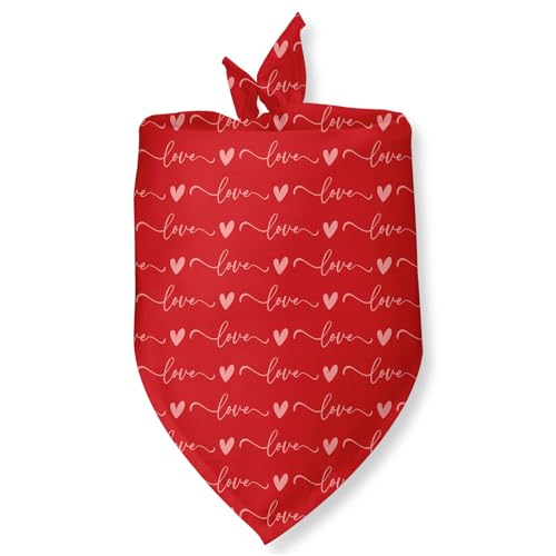 Love & Heart Dog Birthday Bandana Dog Birthday Gift Party Supplies Mother's Day Valentine's Day Pets Scarf for Small Medium Dogs & Cats (S)