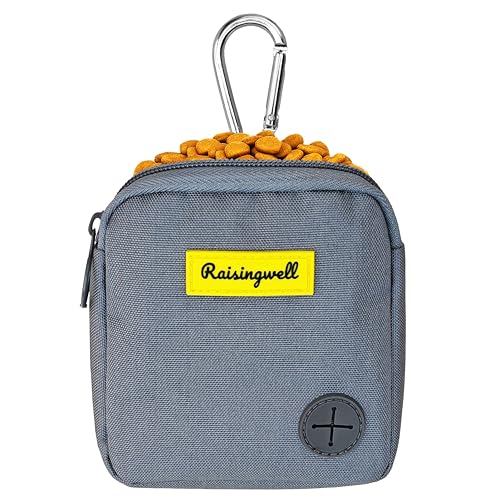 Dog Treat Pouch for Pet Walking and Training with Clicker Poop Bags Small Fanny Zipper Pack Holder for Puppy Snack Dispenser Kit for Leash and Outdoor Use （Gray） (One Bag / a6.Gray2)