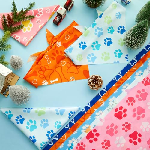 50 Pcs Paw Dog Bandanas Bulk (Paw Pattern / 31.5 x 21.7 x 21.7 Inch)