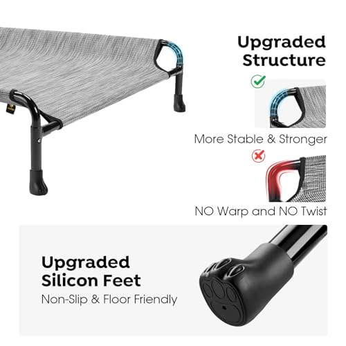 Elevated Dog Bed (Black Silver / 53.0"L x 33.0"W x 10.6"Th)