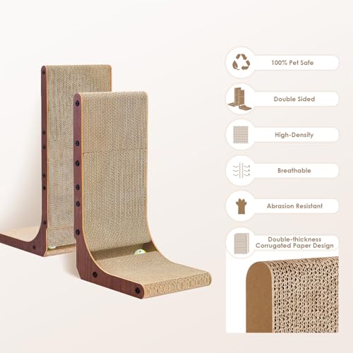 Cardboard Cat Scratcher for Indoor Cats (Dark Brown / 11.4x9.75x19)