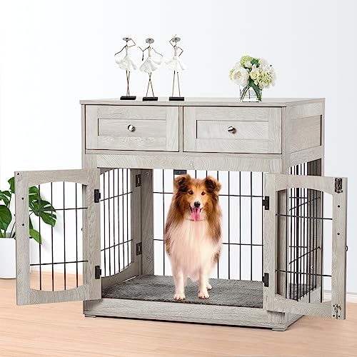 Dog Crate Furniture for Large Dogs (Grey / L:39.4"L*23.6"W*40"H)