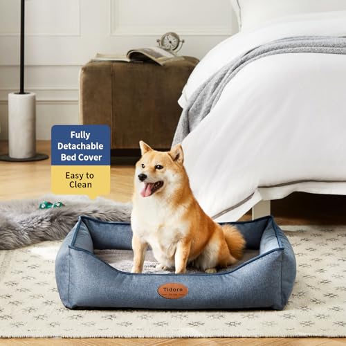Orthopedic Dog Beds for Medium Dogs (26.4"L x 21.7"W x 6.2"Th / Denim Blue)