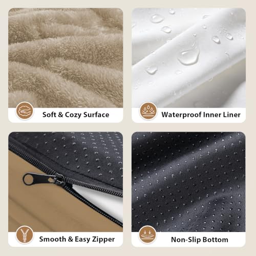 Orthopedic Waterproof Dog Bed for Medium and Large Dogs (Light brown / 36"L x 27"W x 7"Th)
