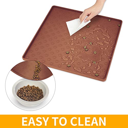 2 Pack Pet Placemat for Dog and Cat (11.8"L x 11.8"W - 2 Pack / Brown)