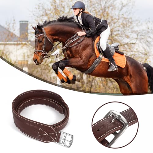 Stability Stirrup Leathers with Strong Nylon Core for Equestrian Riding Wide Body English Stirrup Leathers (62" / 155cm / Reddish Coffee)