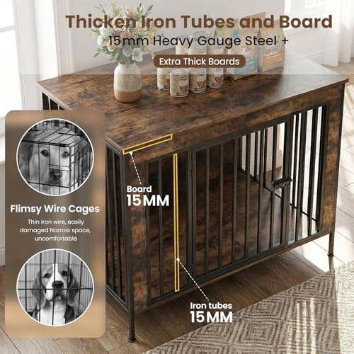 Dog Crate Furniture 78" Heavy Duty for 2 Large Dog (78.0"L x 27.5"W x 33.0"H)