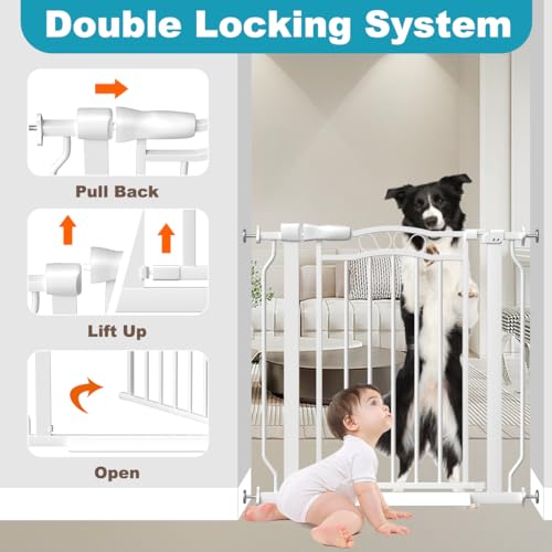 Extra Wide Baby Gate for Doorways 53.1" (White / 53.1"-62.6")