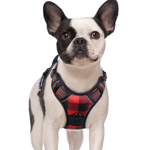 Dog Harness No Pull for Small Dogs with 2 Leash Clips (Small / Red Plaid)