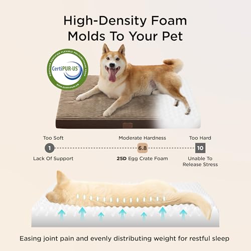 ComfyFleece Dog Bed Medium Size Dog with Washable Cover (29x18x2.8 / Coffee & Cream)