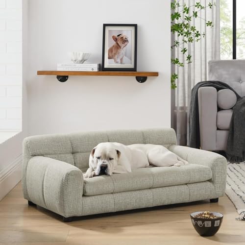 Dog Couch Bed (38 inch / Beige Linen)
