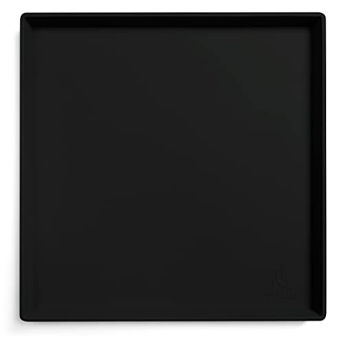 Dog Food Mat Waterproof Dog Bowl Mat for Food and Water (11.2"L x 11.2"W / Black)