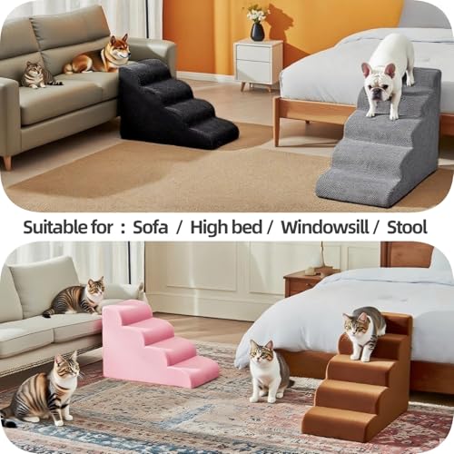5 Step Pet Stairs Ramp for High Beds Sofas 23 (Brown / 5-step)