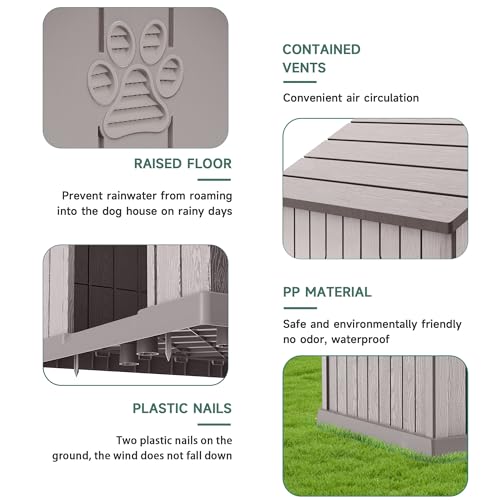 Large Dog House Indoor Outdoor Waterproof (Grey / Large Dog:38 Inch)