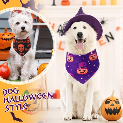 50 Pcs Halloween Dog Bandanas Bulk (Halloween / 25.6 x 17.7 x 17.7")